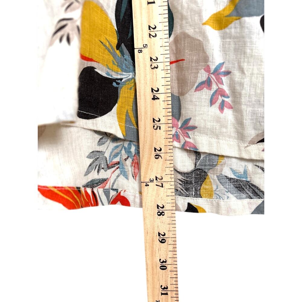 Cynthia Rowley Womens 1X White Multi Floral 100% Linen Short Sleeve Blouse NEW - Picture 5 of 6